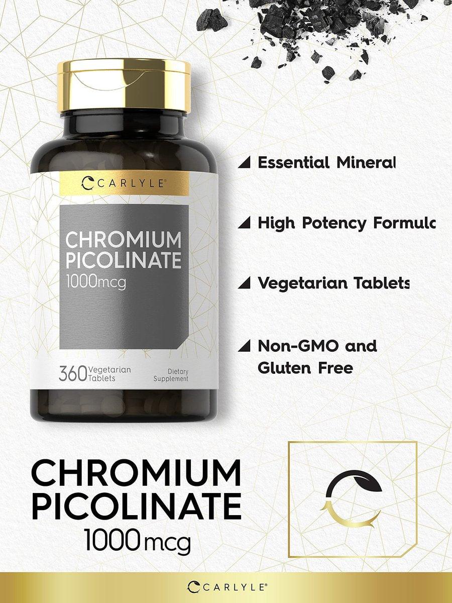 Carlyle Ultra Chrom Picolinat 1000mcg | 360 Tabletten | Vegetarisch, Non-GMO, Glutenfrei