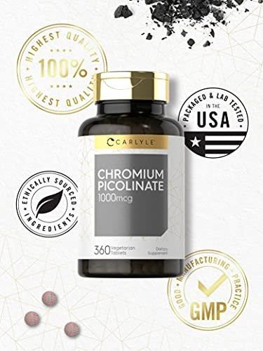 Carlyle Ultra Chrom Picolinat 1000mcg | 360 Tabletten | Vegetarisch, Non-GMO, Glutenfrei