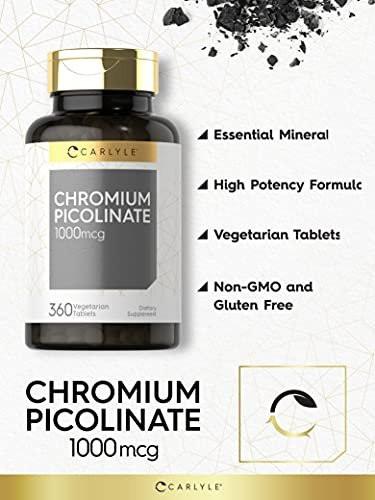 Carlyle Ultra Chrom Picolinat 1000mcg | 360 Tabletten | Vegetarisch, Non-GMO, Glutenfrei