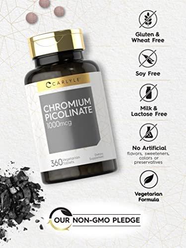 Carlyle Ultra Chrom Picolinat 1000mcg | 360 Tabletten | Vegetarisch, Non-GMO, Glutenfrei