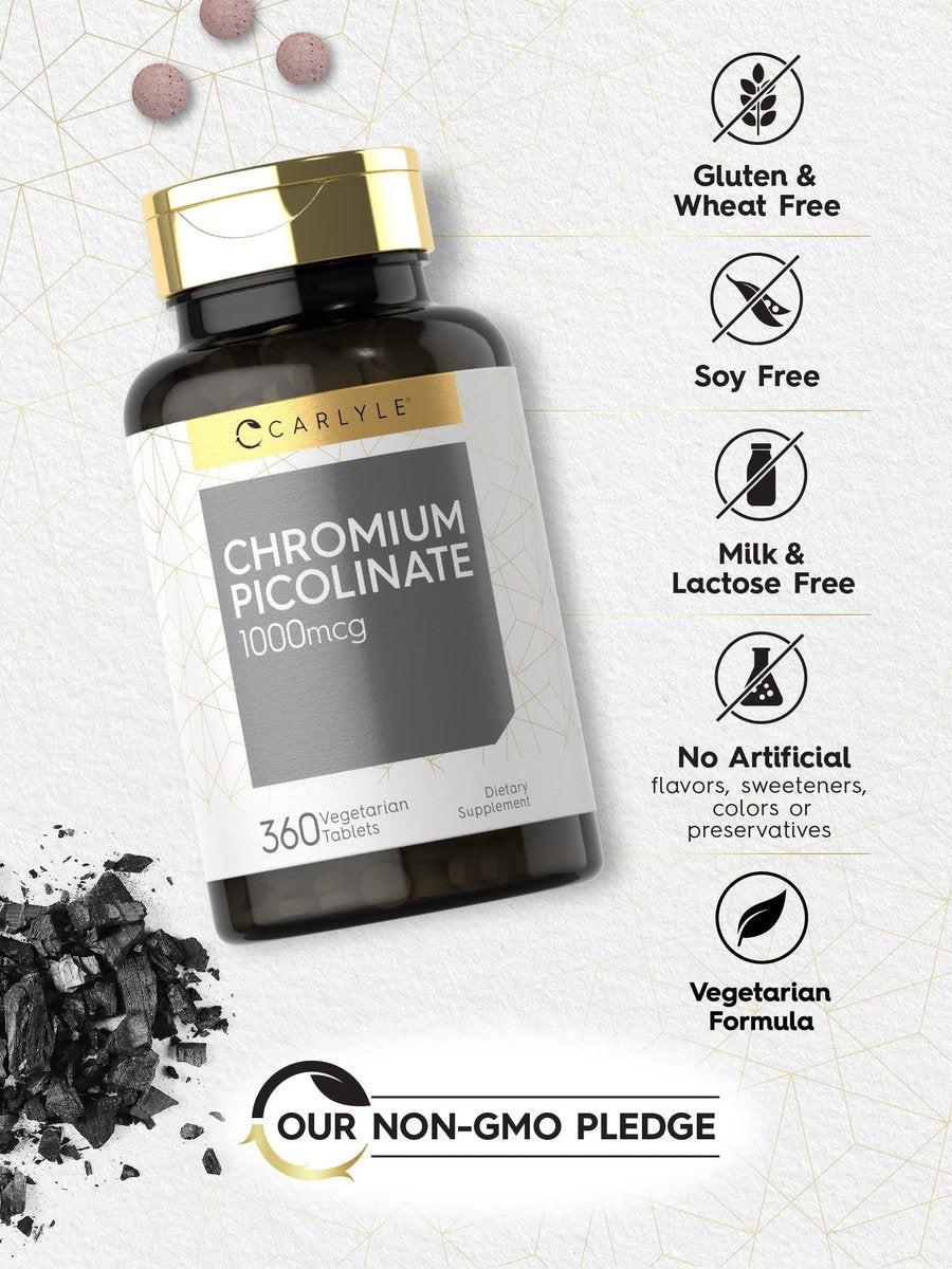 Carlyle Ultra Chrom Picolinat 1000mcg | 360 Tabletten | Vegetarisch, Non-GMO, Glutenfrei