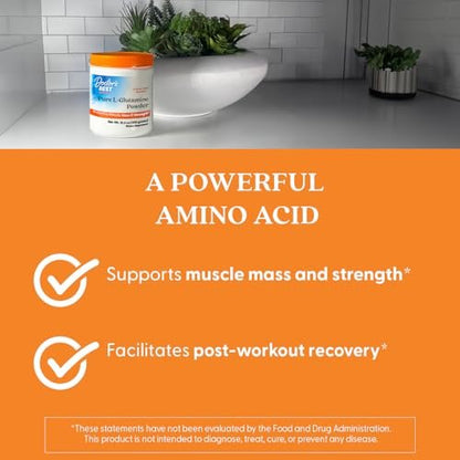 Doctor's Best Reines L-Glutamin Pulver - 5g pro Portion, Unterstützt Muskelmasse & Kraft, Nicht-GVO, Glutenfrei, Sojafrei, Vegan - 300 g