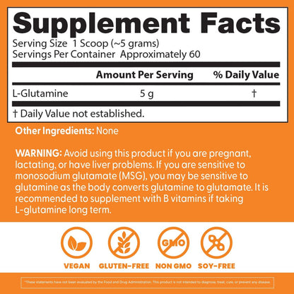 Doctor's Best Reines L-Glutamin Pulver - 5g pro Portion, Unterstützt Muskelmasse & Kraft, Nicht-GVO, Glutenfrei, Sojafrei, Vegan - 300 g