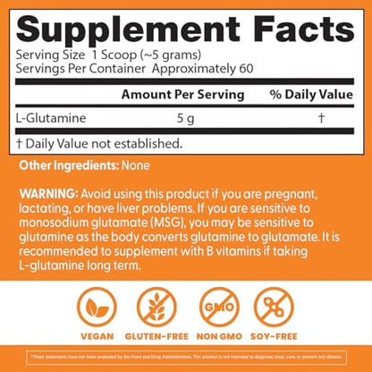 Doctor's Best Reines L-Glutamin Pulver - 5g pro Portion, Unterstützt Muskelmasse & Kraft, Nicht-GVO, Glutenfrei, Sojafrei, Vegan - 300 g