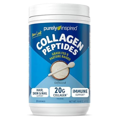 Purely Inspired Kollagenpulver, ungesüßt (20 Portionen) - 20g hydrolysierte Kollagenpeptide für Frauen & Männer - grasgefüttert & Weidehaltung unterstützt Haare, Nägel, Haut, Knochen & Gelenke