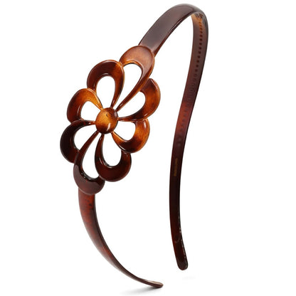 Parcelona French Blumen-Tortoise-Shell-Braun Celluloid Acetat Haarreif für Damen