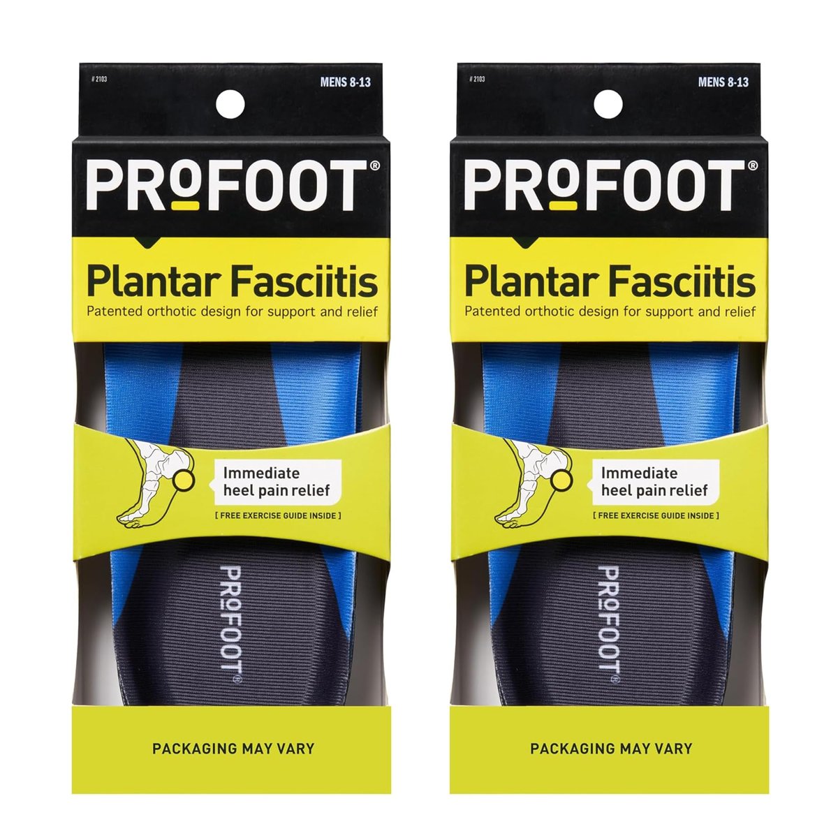 PROFOOT Plantarfasziitis Orthotische Einlagen für Herren (Größen 8-13) – Gel-Schuh-Einlagen für sofortige Fersenschmerzlinderung und Fußgewölbeunterstützung – 2 Paar Fersenpolster