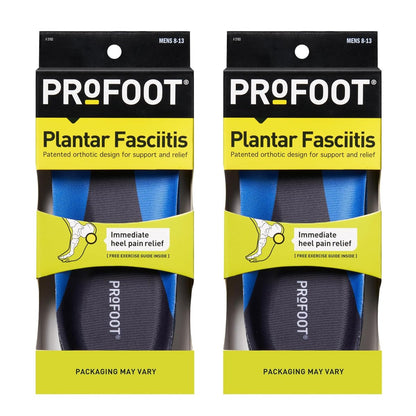 PROFOOT Plantarfasziitis Orthotische Einlagen für Herren (Größen 8-13) – Gel-Schuh-Einlagen für sofortige Fersenschmerzlinderung und Fußgewölbeunterstützung – 2 Paar Fersenpolster
