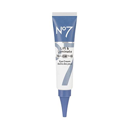 No7 Lift & Luminate Triple Action Augencreme gegen Augenringe mit Vitamin C & Kollagenpeptiden – Reduziert Schwellungen, Tränensäcke & Falten (15 ml)
