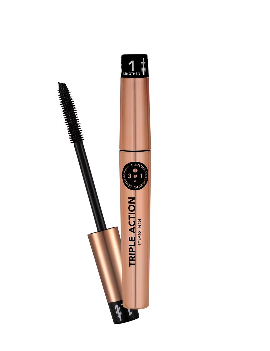 FLORMAR Triple Action Mascara – Schwarze Wimperntusche für Volumen, Länge und Schwung
