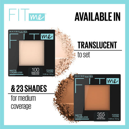 Maybelline Fit Me Matte + Poreless Pressed Face Powder Makeup & Setting Powder, Warm Sun, 0,29 Unze