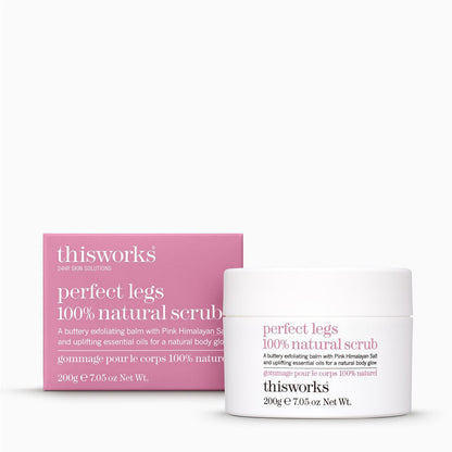 thisworks perfect legs 100% natürliches Peeling: Buttriger Peeling-Balsam mit rosa Himalaya-Salz für natürlichen Körperglanz, 200 g | 7,05 oz