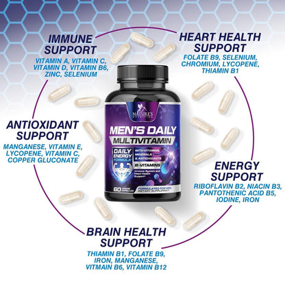 Multivitamin für Männer – Hochwertiges Nahrungsergänzungsmittel mit Vollspektrum-Formel, essentielle Vitamine A, C, D, E & Zink – Hochpotente B-Vitamine – Tägliche Multivitamine für Männer – Hergestellt in den USA – 60 Kapseln
