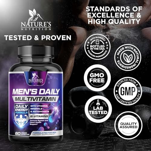 Multivitamin für Männer – Hochwertiges Nahrungsergänzungsmittel mit Vollspektrum-Formel, essentielle Vitamine A, C, D, E & Zink – Hochpotente B-Vitamine – Tägliche Multivitamine für Männer – Hergestellt in den USA – 60 Kapseln