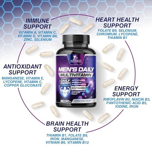 Multivitamin für Männer – Hochwertiges Nahrungsergänzungsmittel mit Vollspektrum-Formel, essentielle Vitamine A, C, D, E & Zink – Hochpotente B-Vitamine – Tägliche Multivitamine für Männer – Hergestellt in den USA – 60 Kapseln
