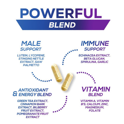 Multivitamin für Männer – Hochwertiges Präparat mit Vollspektrum-Formel, essenzielle Vitamine A, C, D, E & Zink – Hochdosierte B-Vitamine – Tägliches Multivitamin für Männer – Hergestellt in den USA – 120 Kapseln