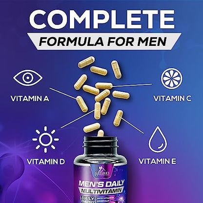 Multivitamin für Männer – Hochwertiges Präparat mit Vollspektrum-Formel, essenzielle Vitamine A, C, D, E & Zink – Hochdosierte B-Vitamine – Tägliches Multivitamin für Männer – Hergestellt in den USA – 120 Kapseln