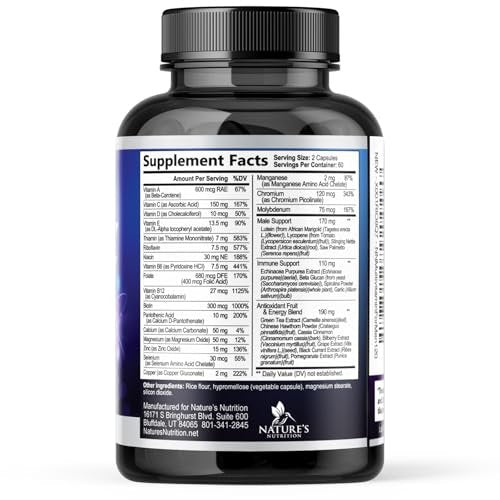 Multivitamin für Männer – Hochwertiges Präparat mit Vollspektrum-Formel, essenzielle Vitamine A, C, D, E & Zink – Hochdosierte B-Vitamine – Tägliches Multivitamin für Männer – Hergestellt in den USA – 120 Kapseln