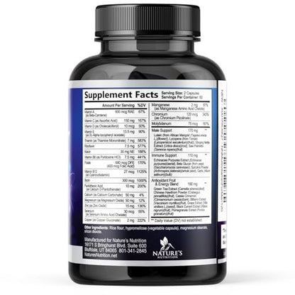 Multivitamin für Männer – Hochwertiges Präparat mit Vollspektrum-Formel, essenzielle Vitamine A, C, D, E & Zink – Hochdosierte B-Vitamine – Tägliches Multivitamin für Männer – Hergestellt in den USA – 120 Kapseln