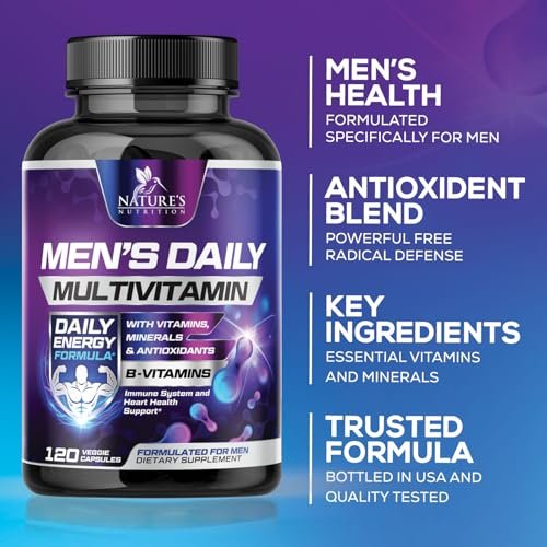Multivitamin für Männer – Hochwertiges Präparat mit Vollspektrum-Formel, essenzielle Vitamine A, C, D, E & Zink – Hochdosierte B-Vitamine – Tägliches Multivitamin für Männer – Hergestellt in den USA – 120 Kapseln