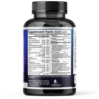 Multivitamin für Männer – Hochwertiges Präparat mit Vollspektrum-Formel, essenzielle Vitamine A, C, D, E & Zink – Hochdosierte B-Vitamine – Tägliches Multivitamin für Männer – Hergestellt in den USA – 120 Kapseln