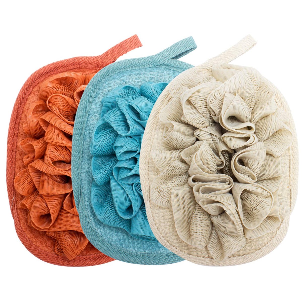 Amariver 3er-Pack Körperpeeling-Bürsten Mesh-Bürste Duschhandschuh mit Blumenbadeball