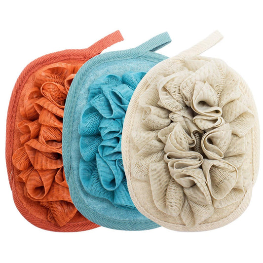 Amariver 3er-Pack Körperpeeling-Bürsten Mesh-Bürste Duschhandschuh mit Blumenbadeball