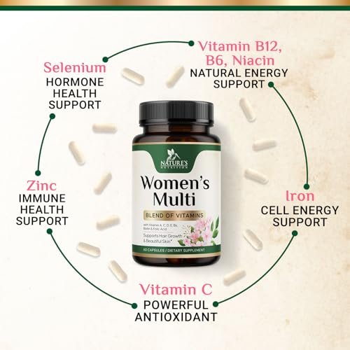 Multivitamin für Frauen – Komplettes Multi-Vitamin mit Vitamin A, C, D, E, B6, B12, Zink, Calcium & Magnesium – Tägliches Multimineral für Haar, Haut und Nägel – 60 Kapseln