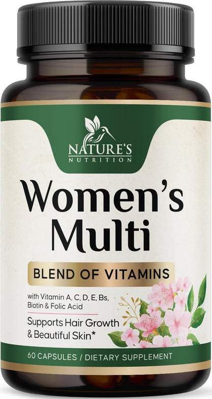 Multivitamin für Frauen – Komplettes Multi-Vitamin mit Vitamin A, C, D, E, B6, B12, Zink, Calcium & Magnesium – Tägliches Multimineral für Haar, Haut und Nägel – 60 Kapseln