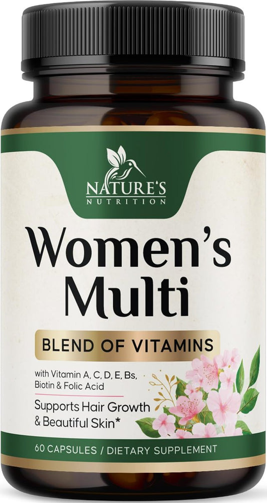 Multivitamin für Frauen – Komplettes Multi-Vitamin mit Vitamin A, C, D, E, B6, B12, Zink, Calcium & Magnesium – Tägliches Multimineral für Haar, Haut und Nägel – 60 Kapseln
