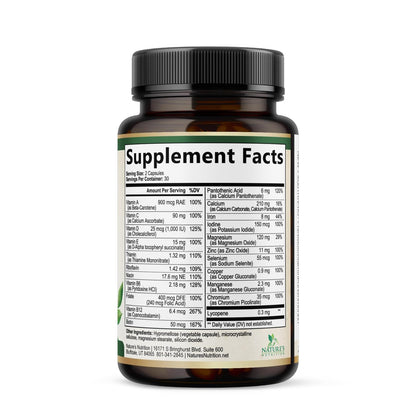 Multivitamin für Frauen – Komplettes Multi-Vitamin mit Vitamin A, C, D, E, B6, B12, Zink, Calcium & Magnesium – Tägliches Multimineral für Haar, Haut und Nägel – 60 Kapseln