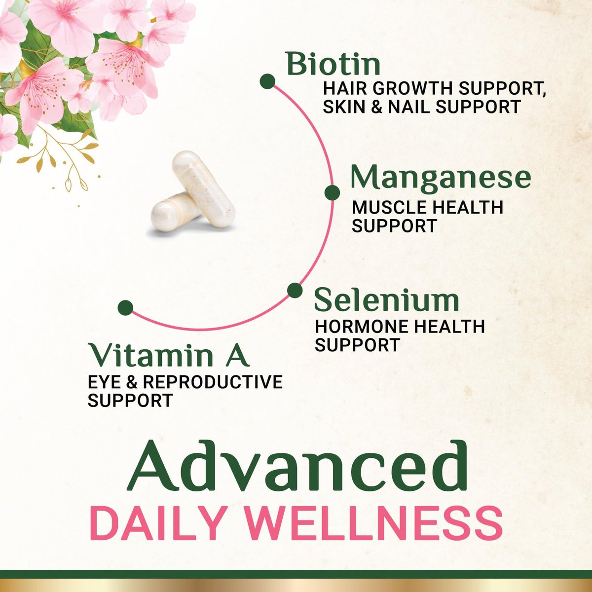 Multivitamin für Frauen – Komplettes Multi-Vitamin mit Vitamin A, C, D, E, B6, B12, Zink, Calcium & Magnesium – Tägliches Multimineral für Haar, Haut und Nägel – 60 Kapseln