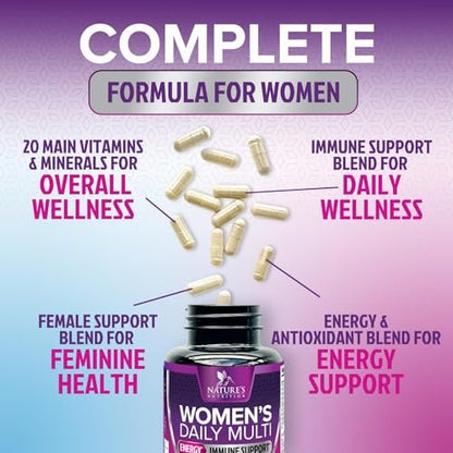 Multivitamin für Frauen – Komplettes Multi-Vitamin mit Vitamin A, C, D, E, B6, B12, Zink, Calcium & Magnesium, tägliches Multimineral für Haar, Haut und Nägel – 120 Kapseln