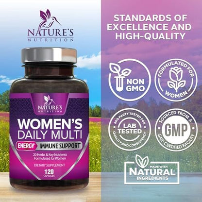 Multivitamin für Frauen – Komplettes Multi-Vitamin mit Vitamin A, C, D, E, B6, B12, Zink, Calcium & Magnesium, tägliches Multimineral für Haar, Haut und Nägel – 120 Kapseln