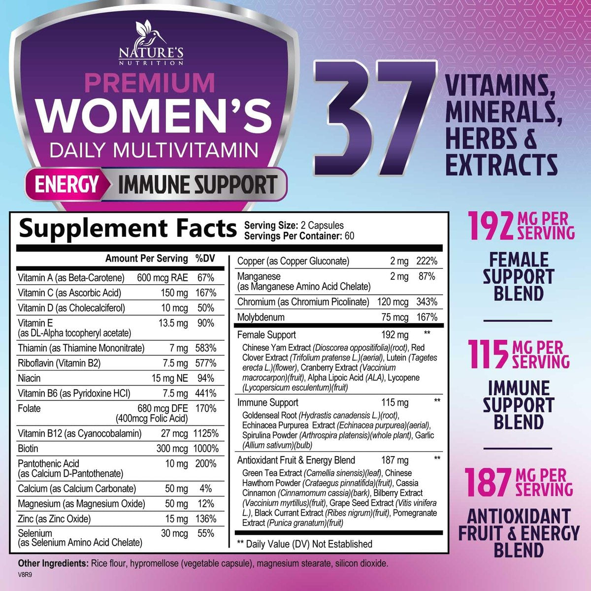 Multivitamin für Frauen – Komplettes Multi-Vitamin mit Vitamin A, C, D, E, B6, B12, Zink, Calcium & Magnesium, tägliches Multimineral für Haar, Haut und Nägel – 120 Kapseln