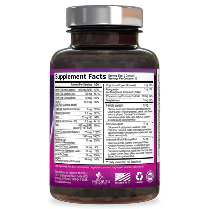 Multivitamin für Frauen – Komplettes Multi-Vitamin mit Vitamin A, C, D, E, B6, B12, Zink, Calcium & Magnesium, tägliches Multimineral für Haar, Haut und Nägel – 120 Kapseln