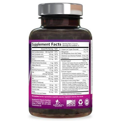 Multivitamin für Frauen – Komplettes Multi-Vitamin mit Vitamin A, C, D, E, B6, B12, Zink, Calcium & Magnesium, tägliches Multimineral für Haar, Haut und Nägel – 120 Kapseln