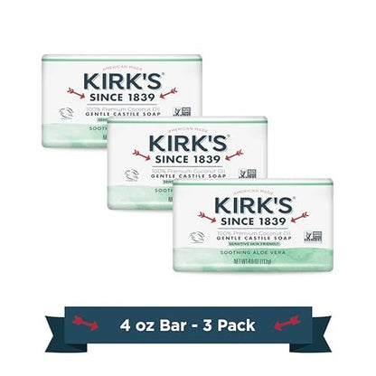 Kirk's Sanfte Kastilienseife mit Aloe Vera – 4 Unzen (3er-Pack)