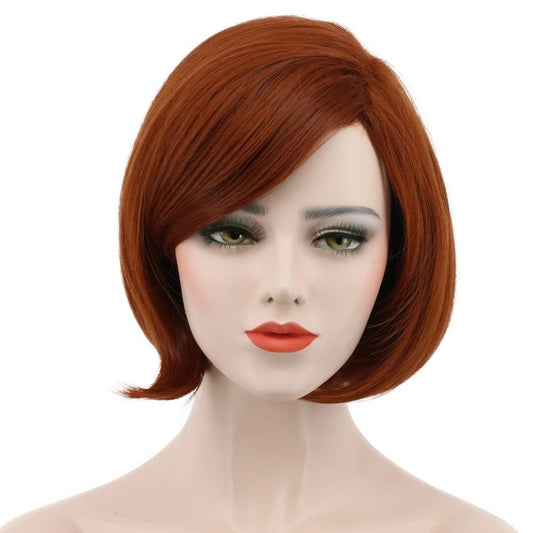 karlery Kurzer Bob Perücke Gerade Dunkelorange Damen Halloween Cosplay Perücke Anime Kostüm Party Perücke