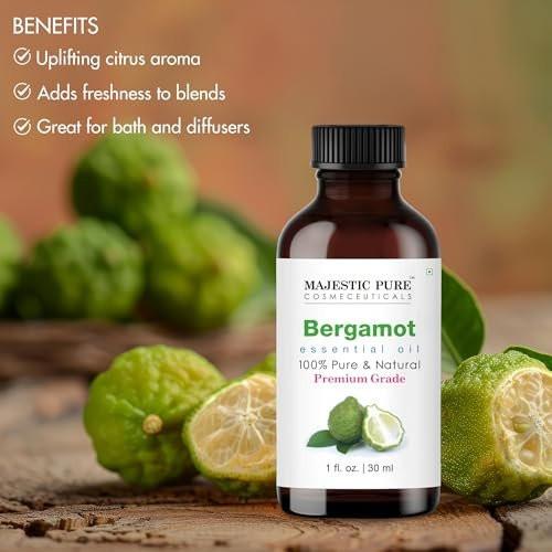 Majestic Pure Bergamot Ätherisches Öl 100% rein & natürlich – 30 ml mit Glaspipette für Diffuser, Aromatherapie, Seifen- und Kerzenherstellung