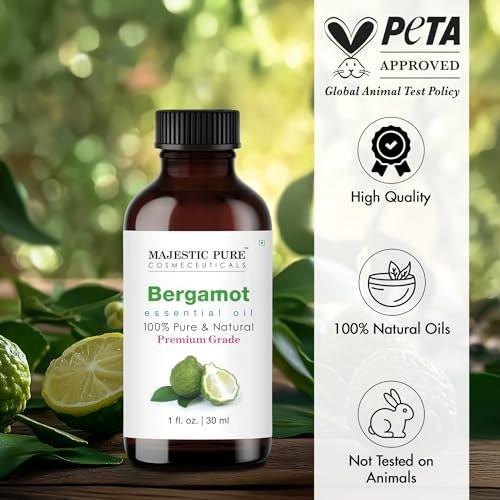 Majestic Pure Bergamot Ätherisches Öl 100% rein & natürlich – 30 ml mit Glaspipette für Diffuser, Aromatherapie, Seifen- und Kerzenherstellung