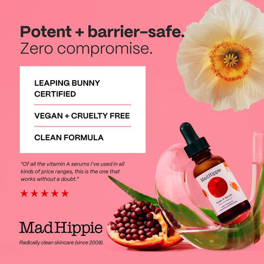 Mad Hippie Super A Retinol Serum für das Gesicht – Leistungsstarke Hautreparatur & Anti-Aging Serum mit 3 Retinoiden, Bakuchiol + feuchtigkeitsspendender Hyaluronsäure, 29 ml