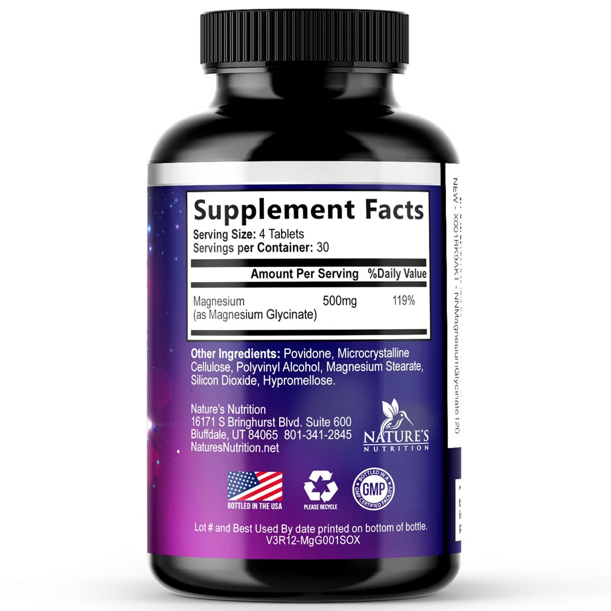 Magnesium Glycinat Kapseln - 500 mg Magnesium pro Portion - 100% cheliert & gereinigt - Unterstützt Schlaf, Herzgesundheit & Muskelkraft - Beste Aufnahme, abgefüllt in USA - 120 Tabletten