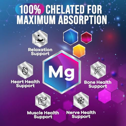 Magnesium Glycinat Kapseln - 500 mg Magnesium pro Portion - 100% cheliert & gereinigt - Unterstützt Schlaf, Herzgesundheit & Muskelkraft - Beste Aufnahme, abgefüllt in USA - 120 Tabletten