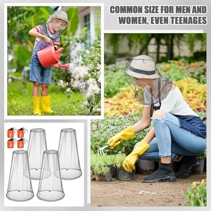 HESTYA 4er-Pack Moskitonetz Gesichtsnetz – Schutznetz für Outdoor-Aktivitäten wie Wandern, Camping, Klettern – Mückenschutz, Fliegenschutz (Grau)