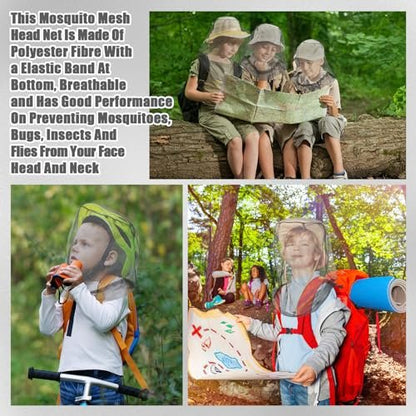HESTYA 4er-Pack Moskitonetz Gesichtsnetz – Schutznetz für Outdoor-Aktivitäten wie Wandern, Camping, Klettern – Mückenschutz, Fliegenschutz (Grau)