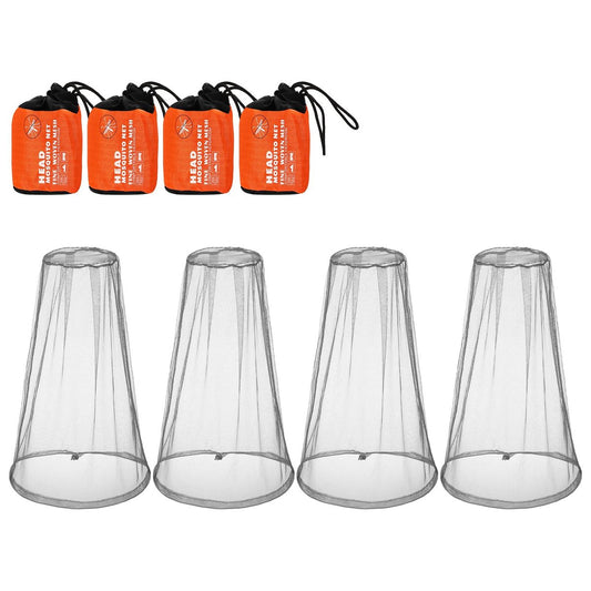 HESTYA 4er-Pack Moskitonetz Gesichtsnetz – Schutznetz für Outdoor-Aktivitäten wie Wandern, Camping, Klettern – Mückenschutz, Fliegenschutz (Grau)