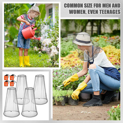HESTYA 4er-Pack Moskitonetz Gesichtsnetz – Schutznetz für Outdoor-Aktivitäten wie Wandern, Camping, Klettern – Mückenschutz, Fliegenschutz (Grau)