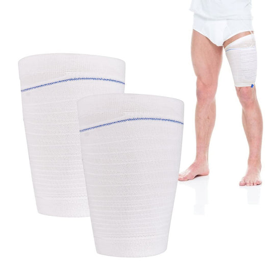 HANSILK Katheter-Beinsackhalter 2 Stück – Stoff-Katheter-Ärmel für Urinbeutel, Beinbeutelhalter für Männer & Frauen, Rollstuhl (M, Weiß-2er-Pack)