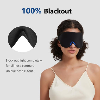ALASKA BEAR Schlafmaske Memory Foam Konturierte Augenmuscheln für Damen und Herren, Weiche 3D Blackout Schlafmaske ohne Druck auf Augenlider und Wimpernschutz, Ohrstöpsel Set, Schwarz